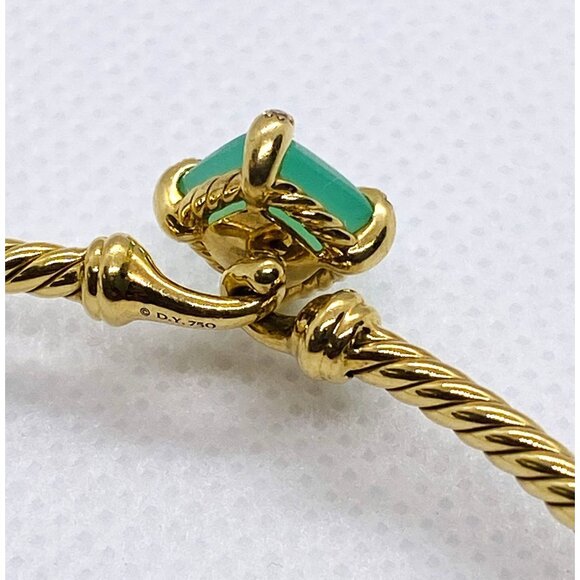 David Yurman Chatelaine Diamond Bracelet Bangle Chrysoprase 6.25" - Picture 9 of 10